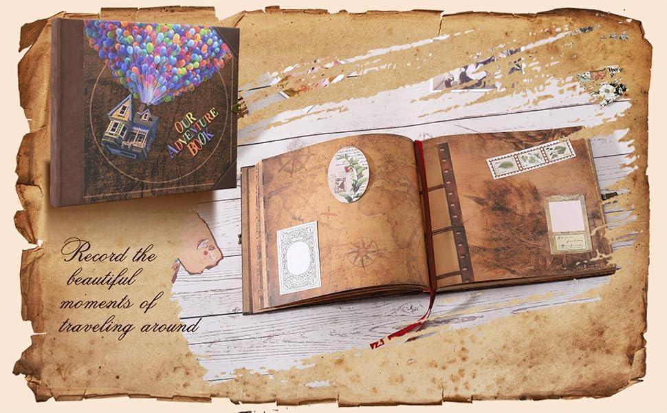 Our Adventure Book: Scrapbook Photo Album, Vintage Travel Theme, Keepsake Diary, Image Memory Journal