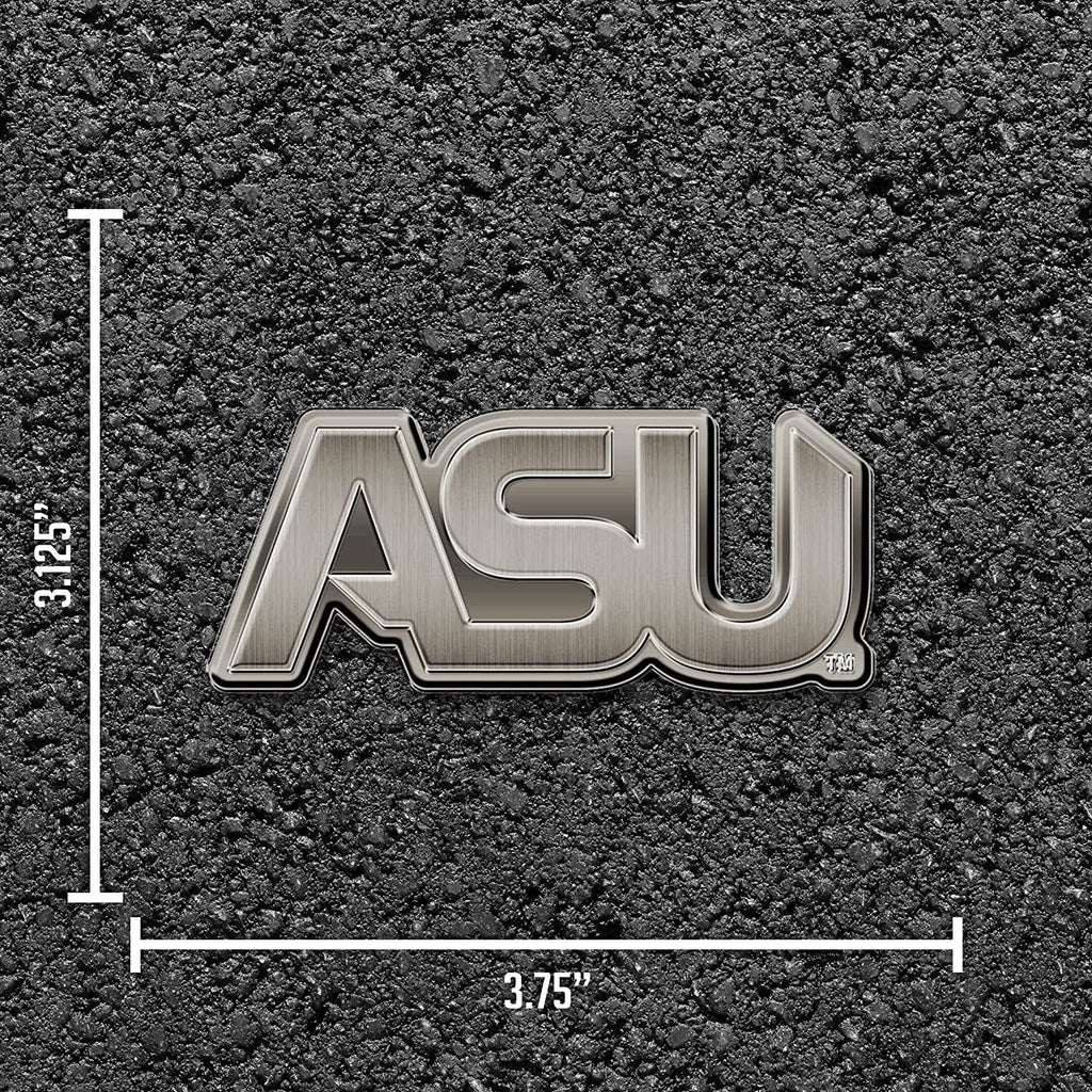 Alabama State University Hornets Premium Solid Metal Raised Auto Emblem, Antique Nickel Finish, Shape Cut, Adhesive Backing