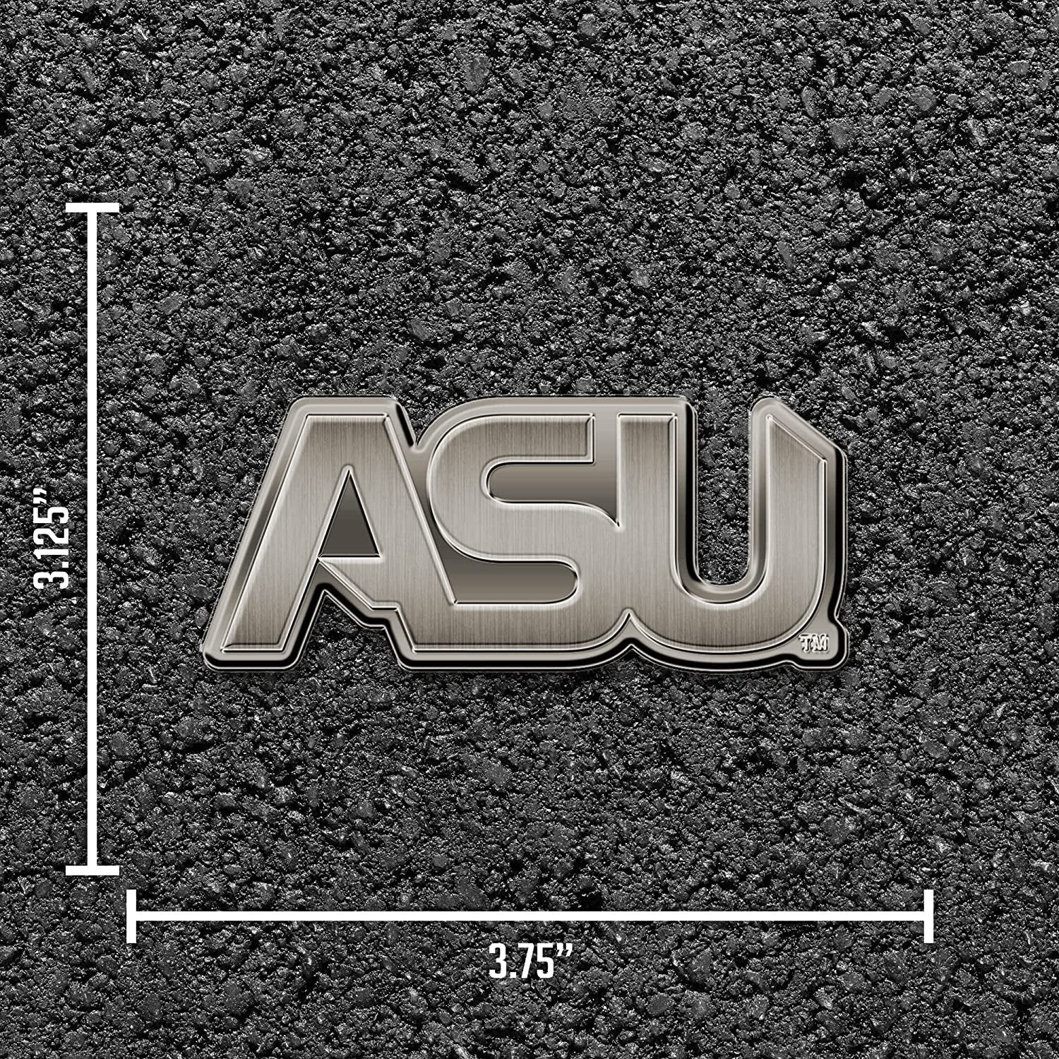 Alabama State University Hornets Premium Solid Metal Raised Auto Emblem, Antique Nickel Finish, Shape Cut, Adhesive Backing