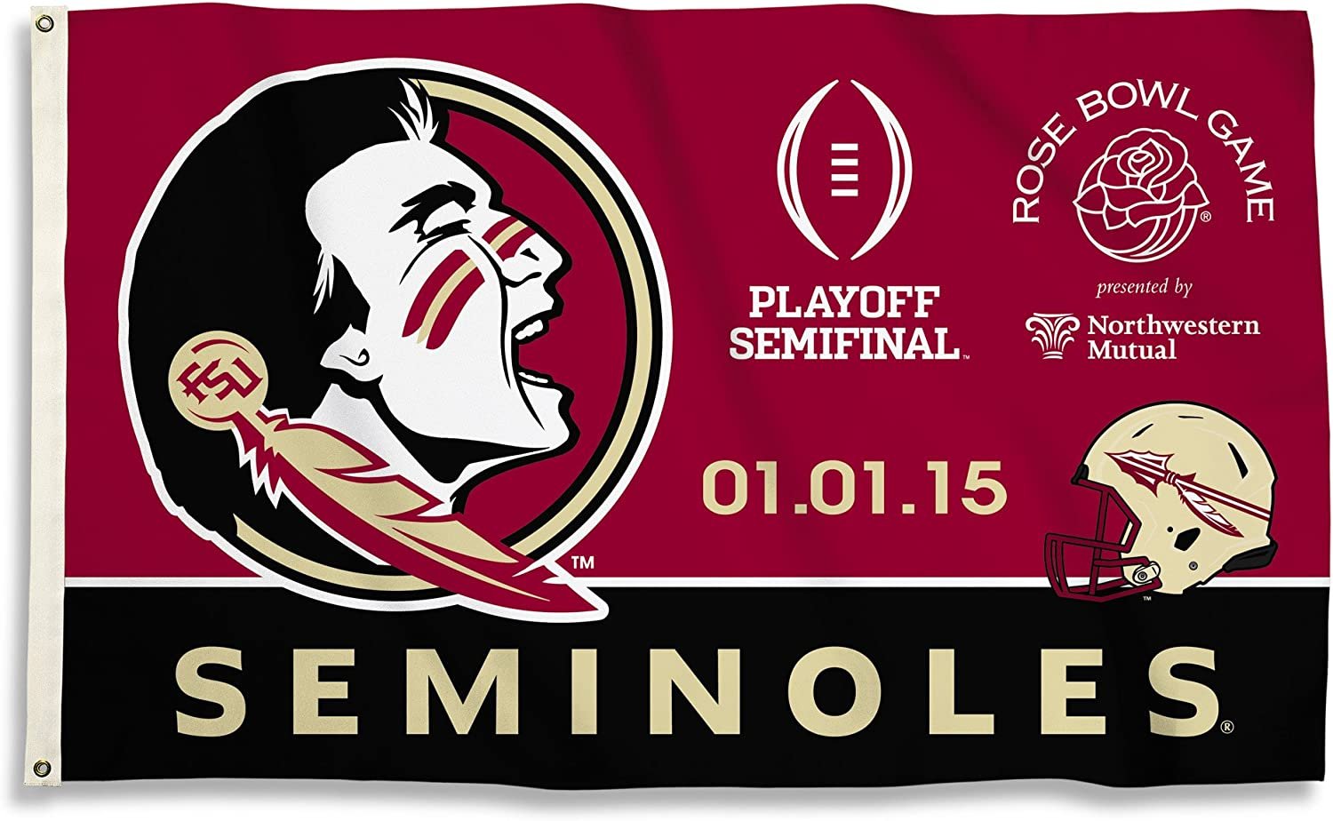 Florida State University Seminoles Premium 3x5 Feet Flag Banner, Semifinal Design, Metal Grommets, Outdoor Use, Single Sided