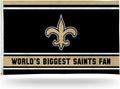 New Orleans Saints 3x5 Feet Flag Banner, World's Biggest Fan, Metal Grommets, Single Sided, Indoor or Outdoor Use