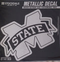Mississippi State University Bulldogs 6 Inch Decal Sticker, Metallic Chrome Shimmer Design