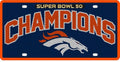 Denver Super Bowl 50 Champions Jersey Printed Acrylic License Plate Blue