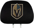Vegas Golden Knights Pair of Premium Auto Head Rest Covers, Embroidered, Black Elastic, 14x10 Inch