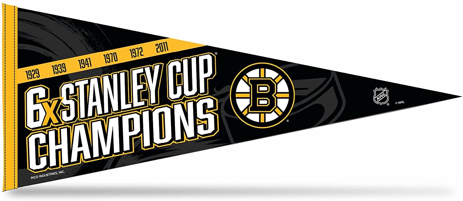 Boston Bruins 6-Time Stanley Cup Champions Soft Felt Pennant, 12x30 Inch, Easy To Hang