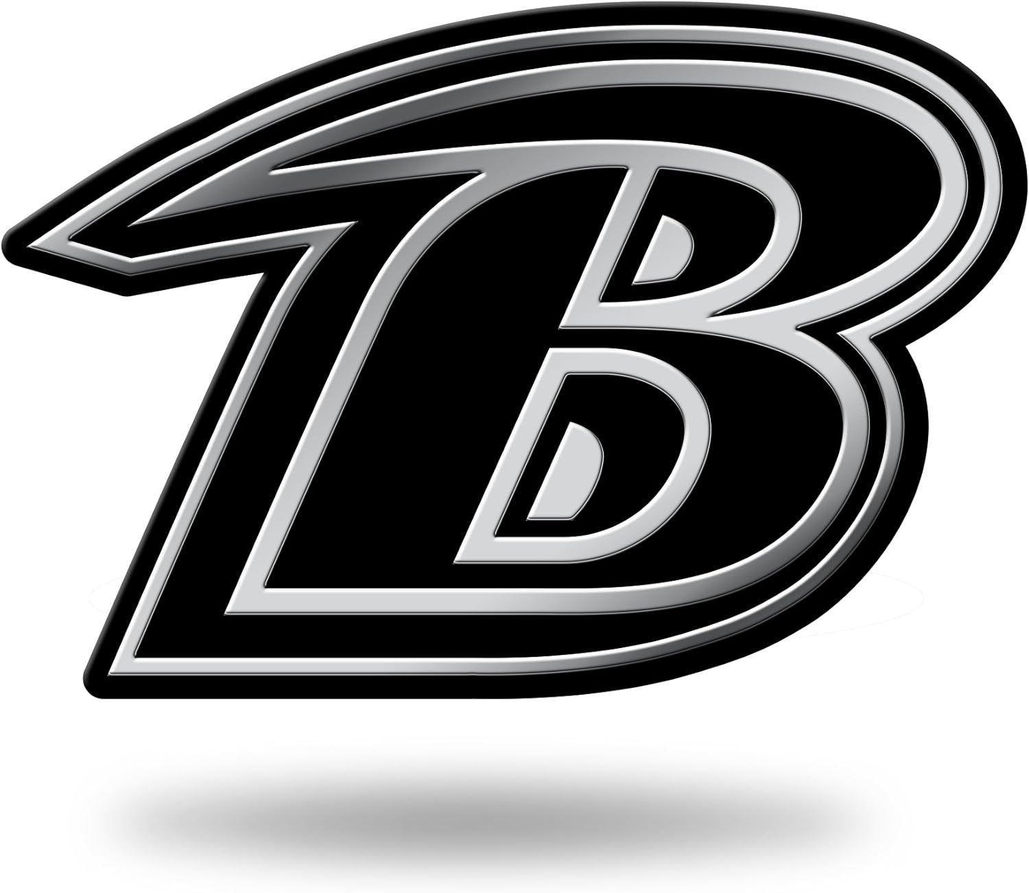 Baltimore Ravens Auto Emblem, Silver Chrome Color, Raised Molded Plastic, 3.5 Inch, Adhesive Tape Backing
