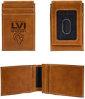 Los Angeles Rams Super Bowl LVI Champions Brown Leather Wallet, Front Pocket Magnetic Money Clip, Laser Engraved