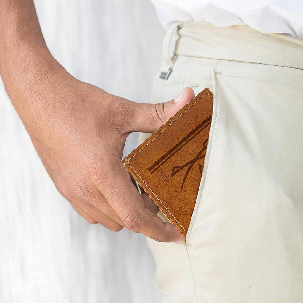 NCAA Virginia Cavaliers Men’s Front ID Pocket Brown Wallet- Premium 8 Pocket Laser-Engraved Team Logo on Vegan Leather- Minimalist Design, Credit Card Holder- Ideal for Travel or Men’s Gift