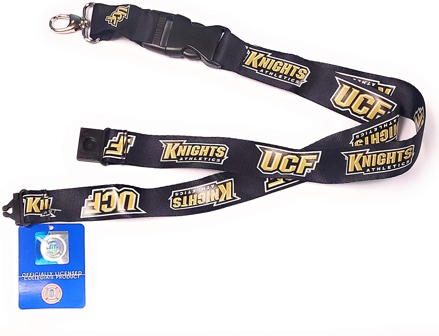University of Central Florida Knights UCF Black Design Lanyard Keychain Double Sided Breakaway Safety Design Adult 18 Inch
