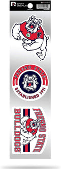 Fresno State Bulldogs Triple Retro Throwback Spirit Decals Flat Vinyl Auto Home Sticker Sheet University of