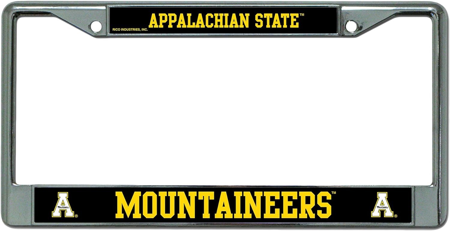 Appalachian State University Mountaineers Chrome Metal License Plate Frame Tag Cover, 12x6 Inches