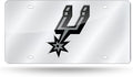 San Antonio Spurs Premium Laser Cut Tag License Plate, Mirrored Acrylic Inlaid, 12x6 Inch