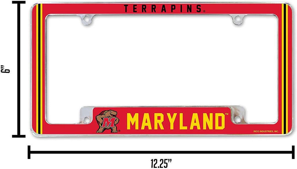 University of Maryland Terrapins Metal License Plate Frame Chrome Tag Cover Alternate Design 6x12 Inch