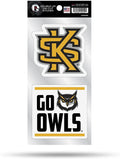 Kennesaw State University Owls 2-Piece Double Up Die Cut Sticker Decal Sheet, 4x8 Inch
