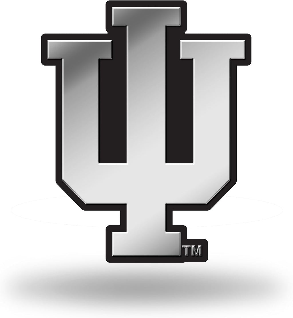 Indiana University Hoosiers Auto Emblem, Silver Chrome Color, Raised Molded Plastic, 3.5 Inch, Adhesive Tape Backing