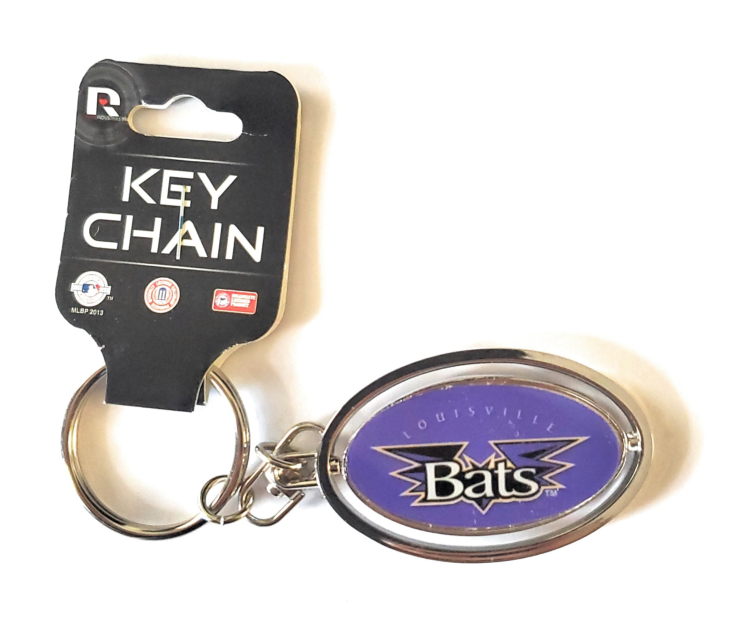 Louisville Bats Metal Keychain Oval 2-sided Spinner Baseball Minor League