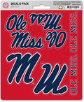 University of Mississippi Ole Miss Rebels 6-Piece Decal Sticker Set, 5x6 Inch Sheet, Gift for football fans for any hard surfaces around home, automotive, personal items
