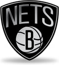 Brooklyn Nets Silver Chrome Color Auto Emblem, Raised Molded Plastic, 3.5 Inch, Adhesive Tape Backing