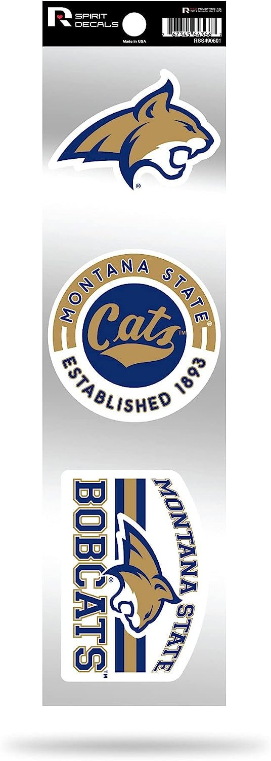 Rico Industries NCAA Montana State Bobcats 3-Piece Retro Spirit Decals Retro Decal Set