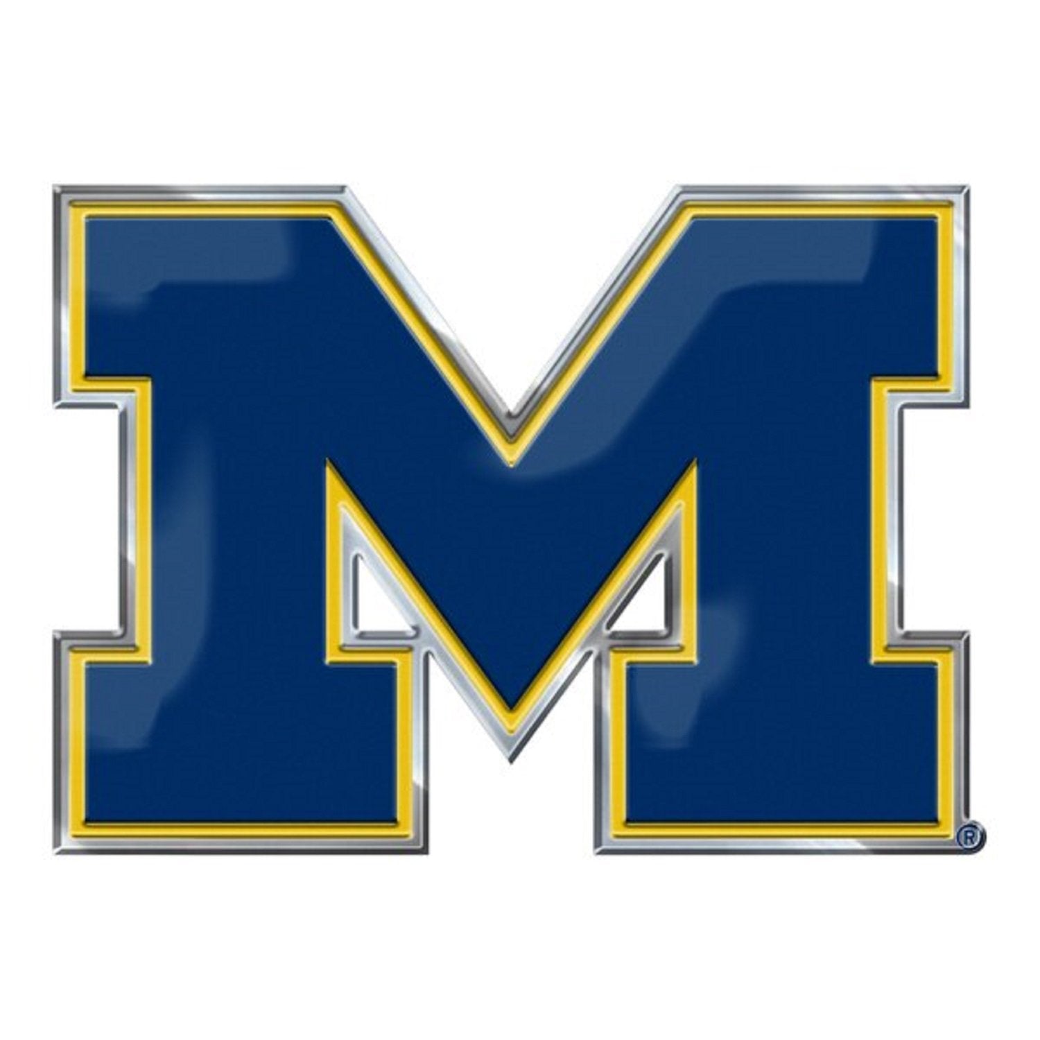 University of Michigan Wolverines Auto Emblem Aluminum Metal Raised Decal Full Adhesive Backing