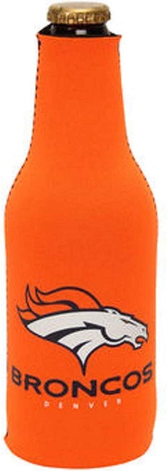 Denver Broncos Pair of 16oz Drink Zipper Bottle Cooler Insulated Neoprene Beverage Holder, Logo Design
