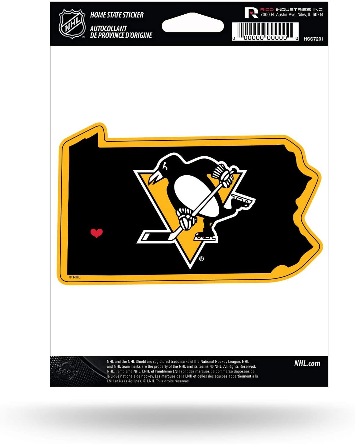 Pittsburgh Penguins 5 Inch Sticker Decal, Home State Design, Flat Vinyl, Full Adhesive Backing