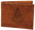 Purdue university Boilermakers Premium Brown Leather Wallet, Bifold Billfold, Embossed Laser Engraved