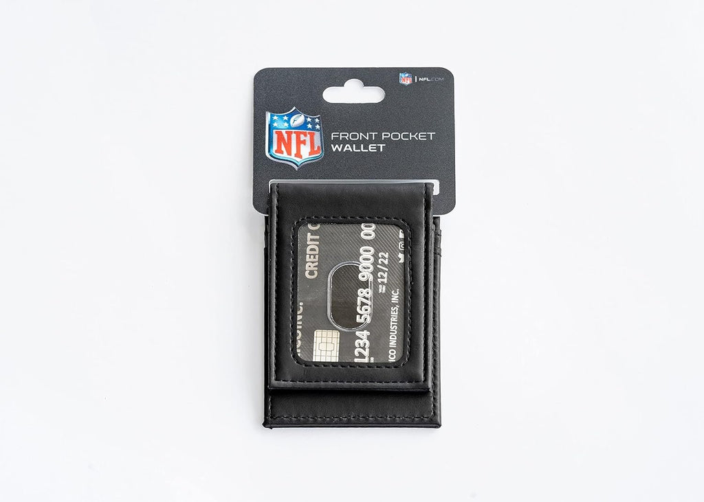 Carolina Panthers Premium Black Leather Wallet, Front Pocket Magnetic Money Clip, Laser Engraved, Vegan