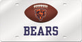 Chicago Bears Premium Laser Cut Tag License Plate, Football, Mirrored Acrylic Inlaid, 6x12 Inch