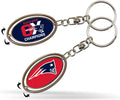 Rico Industries, Inc. Patriots 6X Super Bowl Champions Metal Oval 2-Sided Spinner Keychain Football 6-Time
