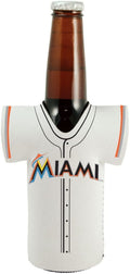 Miami Marlins 16oz Drink Bottle Cooler Insulated Neoprene Beverage Holder, Team Jersey Design
