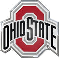 Ohio State University Buckeyes Auto Emblem, Aluminum Metal, Embossed Team Color, Raised Decal Sticker, Full Adhesive Backing
