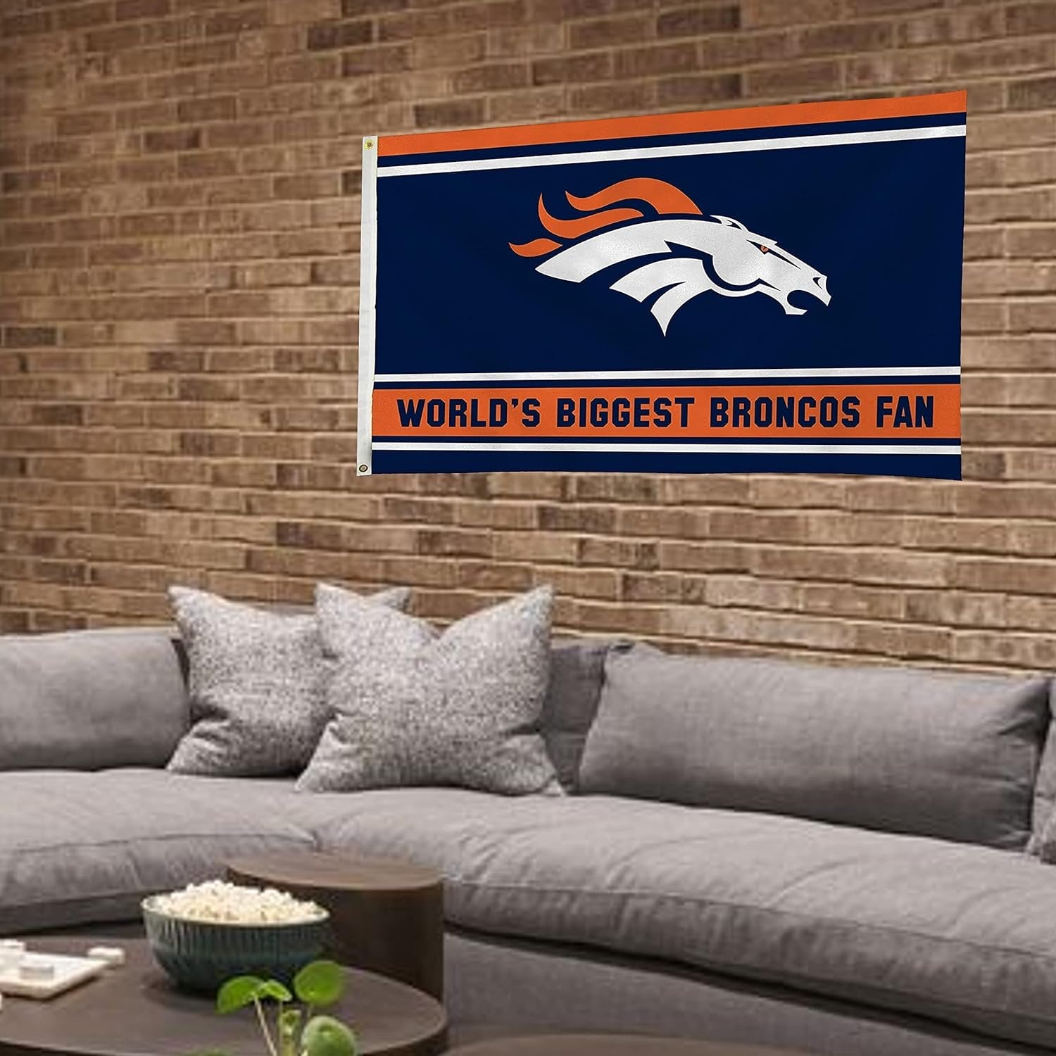 Denver Broncos 3x5 Feet Flag Banner, World's Biggest Fan, Metal Grommets, Single Sided, Indoor or Outdoor Use