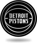 Detroit Pistons Auto Emblem, Silver Chrome Color, Raised Molded Plastic, 3.5 Inch, Adhesive Tape Backing