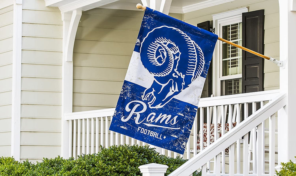 Los Angeles Rams Premium House Flag Banner, Double Sided, Retro Vintage Style, Linen, 28x44 Inch