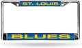 St Louis Blues Chrome Metal License Plate Frame Tag Cover, Laser Acrylic Mirrored Inserts, 12x6 Inch