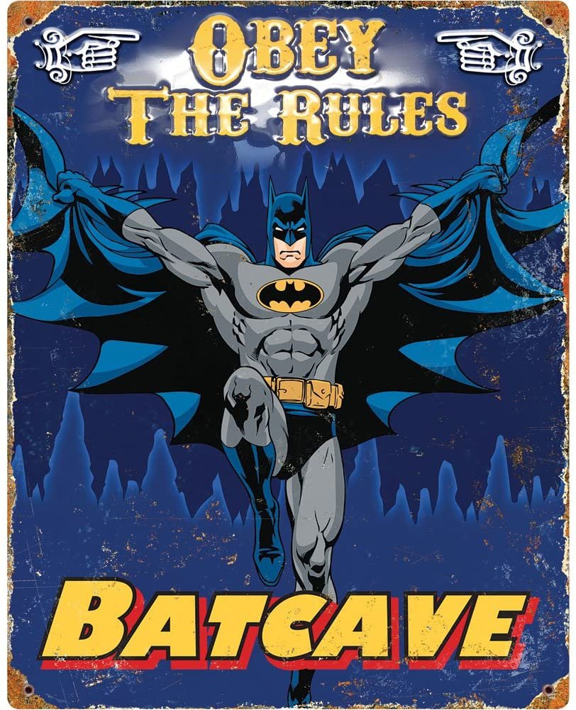 Batman Heavy Duty Metal Sign, 14.5x11.5, Embossed, Pub Style, Vintage Petina Design