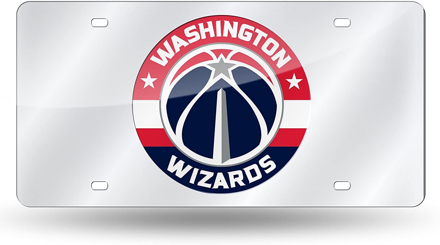 Washington Wizards Premium Laser Cut Tag License Plate, Mirrored Acrylic Inlaid, 12x6 Inch