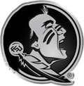 Florida State University Seminoles Silver Chrome Color Auto Emblem Molded Raised Adhesive Tape Backing