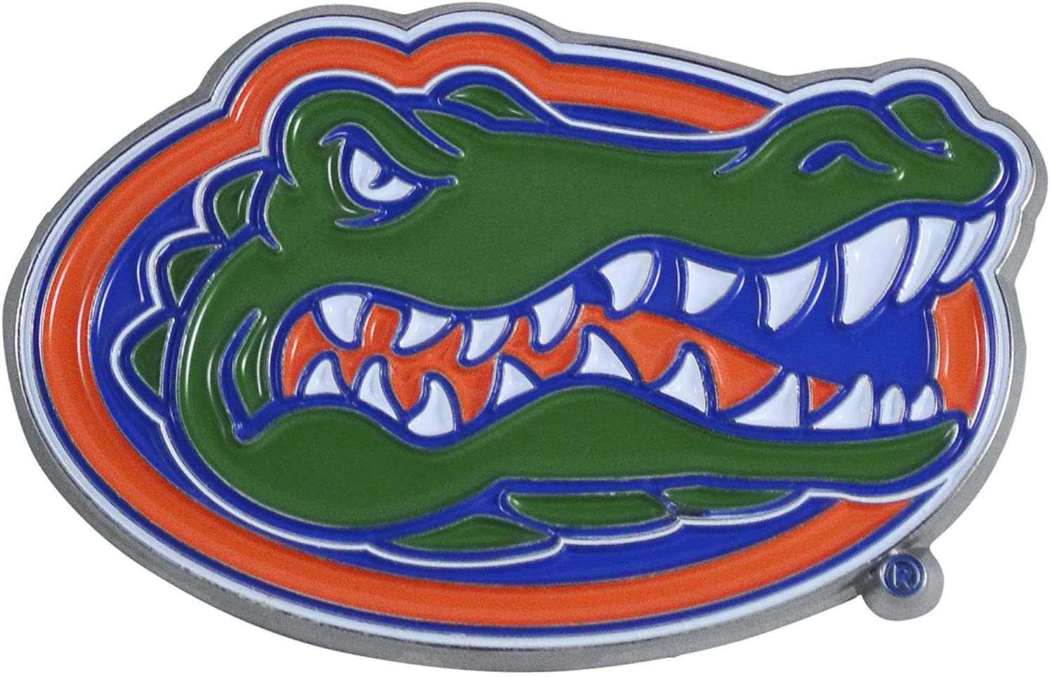 University of Florida Gators Premium Solid Metal Color Raised Auto Emblem, Shape Cut, Adhesive Backing