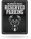 Milwaukee Bucks Metal Parking Novelty Wall Sign 8.5 x 11 Inch Carbon Fiber Design