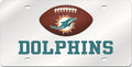 Miami Dolphins Premium Laser Cut Tag License Plate, Football, Mirrored Acrylic, Inlaid, 12x6 Inch