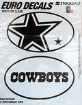 Dallas Cowboys 2-Piece White and Clear Euro Decal Sticker Set, 4x2.5 Inch Each