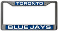 Toronto Blue Jays Metal License Plate Frame Chrome Tag Cover, Laser Acrylic Mirrored Inserts, 12x6 Inch