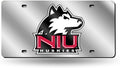 Northern Illinois University Huskies Premium Laser Cut Tag License Plate, Mirrored Acrylic Inlaid, 12x6 Inch