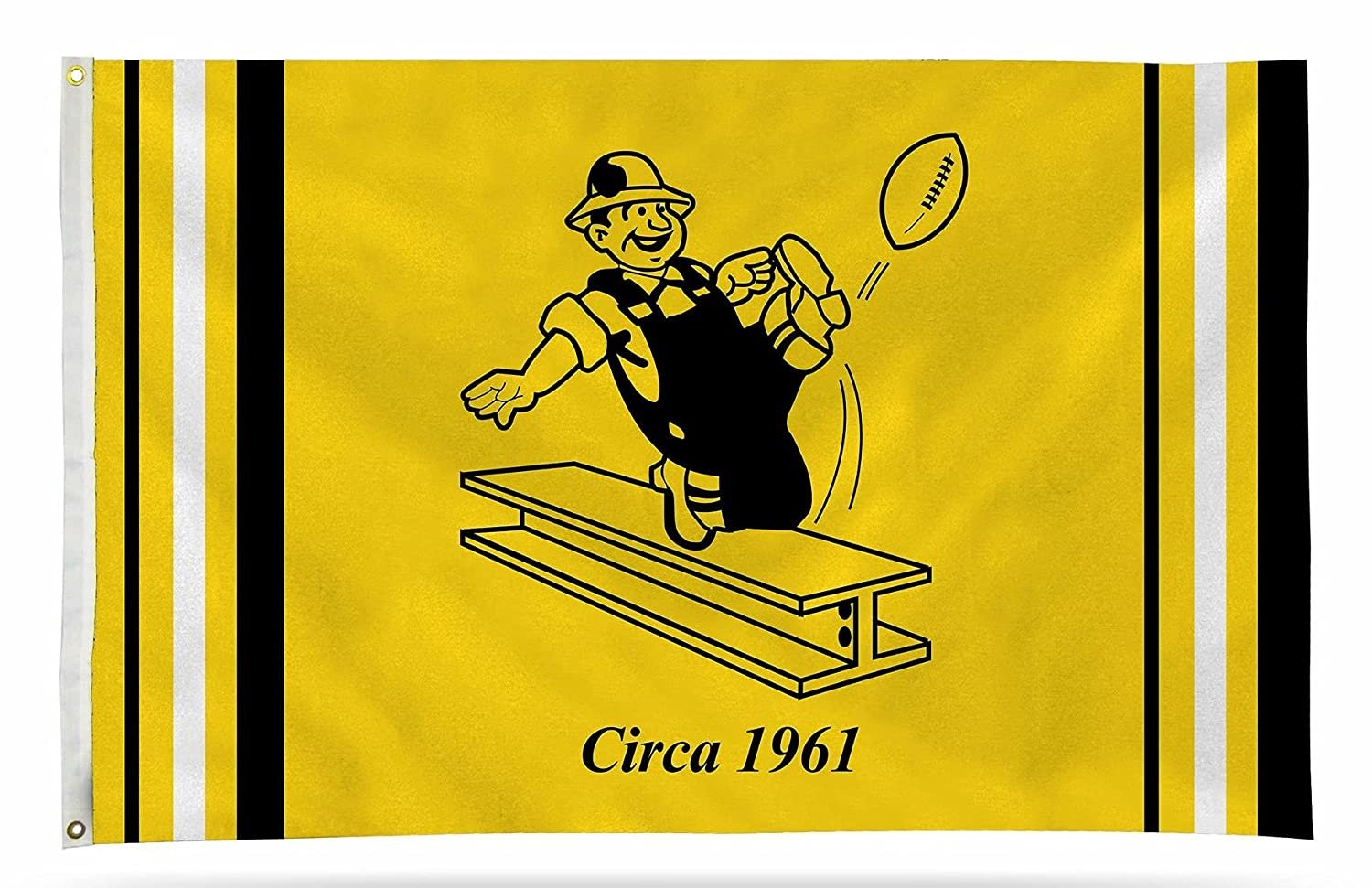Pittsburgh Steelers Premium 3x5 Feet Flag Banner, Retro Logo, Metal Grommets, Outdoor Indoor, Single Sided