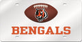 Cincinnati Bengals Premium Laser Cut Tag License Plate, Football, Mirrored Acrylic Inlaid, 6x12 Inch
