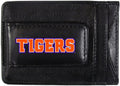 Clemson University Tigers Black Leather Wallet, Front Pocket Magnetic Money Clip, Printed Logo