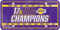 Los Angeles Lakers Metal Auto Tag License Plate, 17-Time Champions, 6x12 Inch