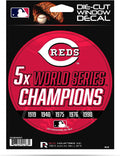 Cincinnati Reds 5" Decal Sticker 5X Time Champions Flat Vinyl Auto Emblem World Series Baseball